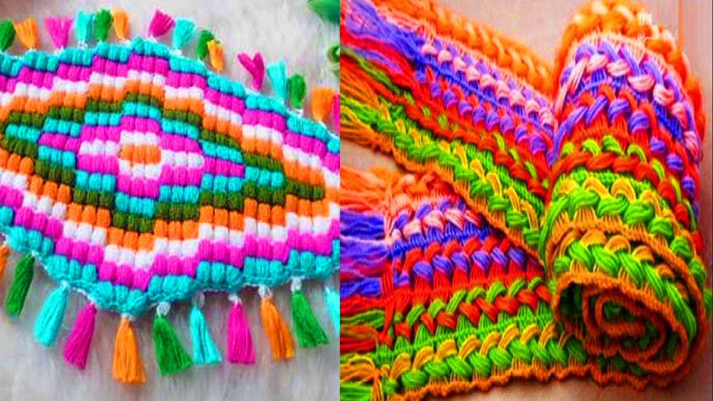 Joguinhos de barrados setinhas coloridas de crochê muito fácil de serem bordados